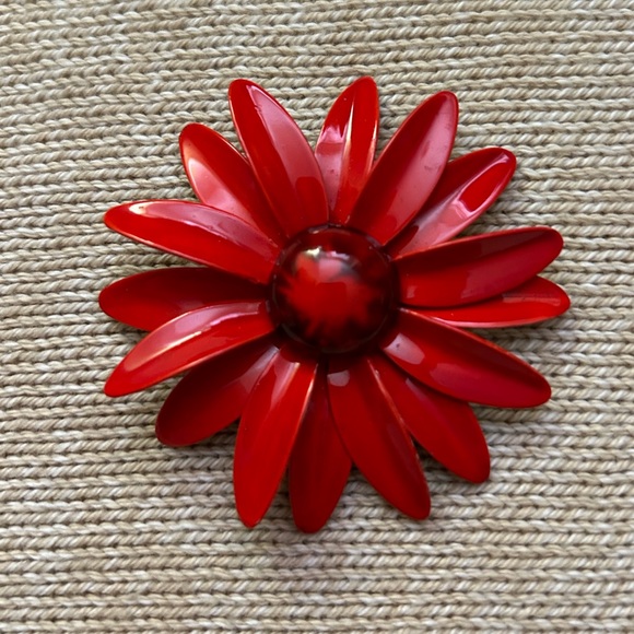 Original by Robert Jewelry Vintage Red Flower Pin Brooch Original